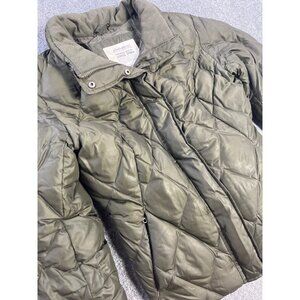 Eddie Bauer Green Quilted Goose Down Women's Jacket M Warm Outdoor Coat